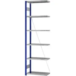 Steckregal, Bauart leicht, einseitig, HxBxT 2500 x 750 x 300 mm, blau/verzinkt, Anbauregal eurokraft pro