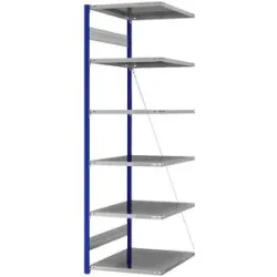 Steckregal, Bauart leicht, einseitig, HxBxT 2500 x 750 x 800 mm, blau/verzinkt, Anbauregal eurokraft pro