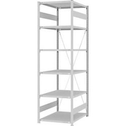 Steckregal, Bauart leicht, einseitig, HxBxT 2500 x 750 x 800 mm, grau, Grundregal eurokraft pro