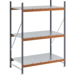 kaiserkraft Weitspannregal, Feldlast 1600 kg, mit Stahlblechböden, HxBxT 2000 x 1400 x 800 mm, Grundregal