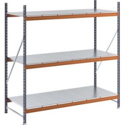 kaiserkraft Weitspannregal, Feldlast 1600 kg, mit Stahlblechböden, HxBxT 2000 x 1900 x 800 mm, Grundregal