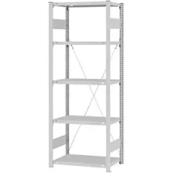 Steckregal, Bauart mittelschwer, einseitig, HxBxT 2000 x 750 x 400 mm, grau, Grundregal eurokraft pro