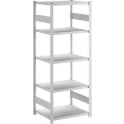 Steckregal, Bauart mittelschwer, doppelseitig, HxBxT 2000 x 750 x 600 mm, grau, Grundregal eurokraft pro