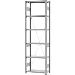 Steckregal, Bauart mittelschwer, einseitig, HxBxT 2500 x 750 x 300 mm, verzinkt, Grundregal eurokraft pro