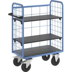 Etagenwagen, mit Gitterwänden, 3-seitig, Länge 910 mm, inkl. 2 Etagenböden eurokraft pro