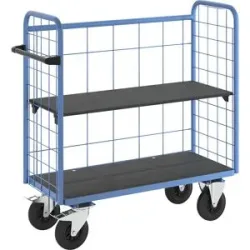 Etagenwagen, mit Gitterwänden, 3-seitig, Länge 1180 mm, inkl. 1 Etagenboden eurokraft pro