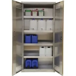 Umweltschrank, Edelstahl, HxBxT 1950 x 950 x 420 mm, mit 4 Wannenboden eurokraft pro