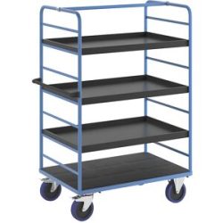 Etagenwagen, 2 Seitenwände, Ladeflächen-LxB 1175 x 800 mm, 4 Etagen, mit Rand, Vollelastik eurokraft pro