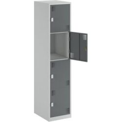 4er-Schließfachschrank Alvina, 1 Abteil, lichtgrau / basaltgrau, Breite 400 mm, Drehriegel eurokraft basic
