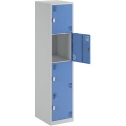 4er-Schließfachschrank Alvina, 1 Abteil, lichtgrau / lichtblau, Breite 400 mm, Drehriegel eurokraft basic