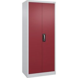 Werkstatt-Flügeltürschrank, HxBxT 1950 x 800 x 500 mm, lichtgrau / rubinrot C+P