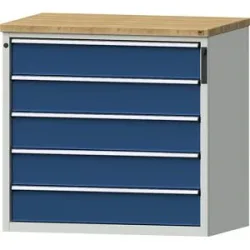 Schubladenschrank, NFC-Schloss, 5 x 180 mm Schubladen, HxBxT 1020 x 1065 x 685 mm, blau ANKE