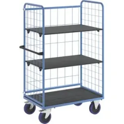 Etagenwagen, mit 3-seitigen Gitterwänden, Ladeflächen-LxB 1140 x 730 mm, 3 Etagen eurokraft pro