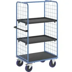 Etagenwagen, mit 2-seitigen Gitterwänden, Ladeflächen-LxB 975 x 700 mm, 3 Etagen, mit Rand eurokraft pro