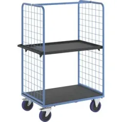 Etagenwagen, mit 2-seitigen Gitterwänden, Ladeflächen-LxB 1175 x 800 mm, 2 Etagen, mit Rand eurokraft pro