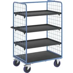 Etagenwagen, mit 2-seitigen Gitterwänden, Ladeflächen-LxB 1175 x 800 mm, 4 Etagen, mit Rand eurokraft pro