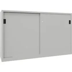Schiebetürenschrank, Höhe 1200 mm, Vollblechtüren, BxT 2000 x 500 mm, mit Trennwand und 2 x 2 Fachböden, Tür lichtgrau Pavoy