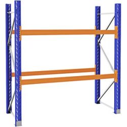 Palettenregal aus Stahl, blau/orange, HxBxT 2100 x 2025 x 900 mm, Grundregal eurokraft pro
