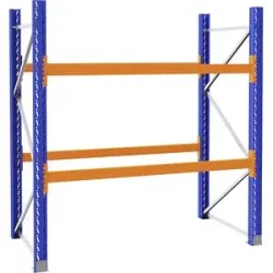 Palettenregal aus Stahl, blau/orange, HxBxT 2100 x 2025 x 1100 mm, Grundregal eurokraft pro