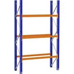 Palettenregal aus Stahl, blau/orange, HxBxT 3360 x 2025 x 750 mm, Grundregal eurokraft pro