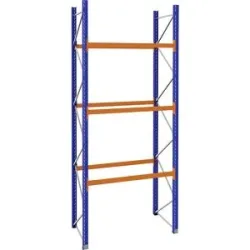 Palettenregal aus Stahl, blau/orange, HxBxT 4620 x 2025 x 1100 mm, Grundregal eurokraft pro