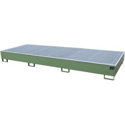 Regal-Bodenwanne mit PE-Einsatz, mit Rost, 1000 l, LxBxH 3565 x 1315 x 360 mm, resedagrün eurokraft pro