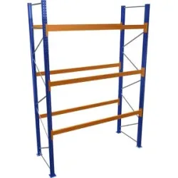Palettenregal, blau/orange, HxBxT 4000 x 2700 x 1100 mm, Fachlast 1545 kg, Grundregal SCHULTE