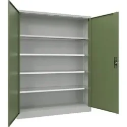 Stahlschrank mit Flügeltüren, 4 Fachböden, Breite 1500 mm, HxBxT 1950 x 1500 x 400 mm, resedagrün eurokraft pro
