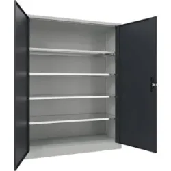 Stahlschrank mit Flügeltüren, 4 Fachböden, Breite 1500 mm, HxBxT 1950 x 1500 x 600 mm, anthrazitgrau eurokraft pro