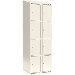 kaiserkraft 4er-Schließfachschrank Fydor, 2 Abteile, weiß, B 600 mm, schräge Dachform, Zylinderschloss