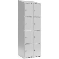 kaiserkraft 4er-Schließfachschrank Fydor, 2 Abteile, lichtgrau, B 600 mm, schräge Dachform, Vorhängeschloss