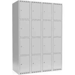 kaiserkraft 4er-Schließfachschrank Fydor, 4 Abteile, lichtgrau, B 1200 mm, flache Dachform, Zylinderschloss