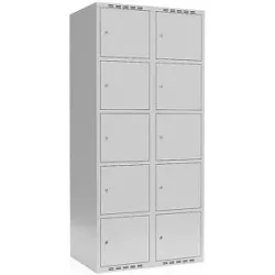 kaiserkraft 5er-Schließfachschrank Fydor, 2 Abteile, lichtgrau, B 800 mm, flache Dachform, Zylinderschloss