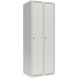kaiserkraft Spind Fydor, 2 Abteile, lichtgrau, B 600 mm, flache Dachform, Zylinderschloss