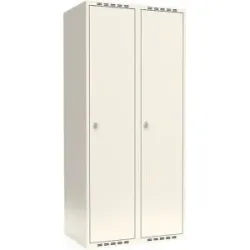 kaiserkraft Spind Fydor, 2 Abteile, weiß, B 800 mm, flache Dachform, Vorhängeschloss