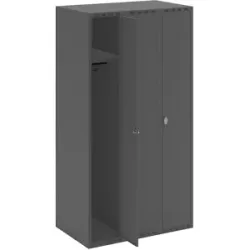 kaiserkraft Spind Fydor, 3 Abteile, schwarz, B 900 mm, flache Dachform, Vorhängeschloss