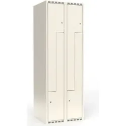 kaiserkraft Z-Spind Fydor, 2 Abteile, weiß, B 600 mm, flache Dachform, Zylinderschloss