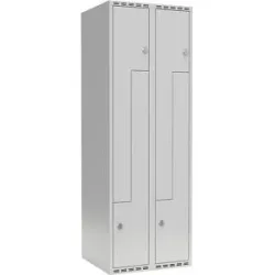 kaiserkraft Z-Spind Fydor, 2 Abteile, lichtgrau, B 600 mm, 2 Abteile, flache Dachform, Vorhängeschloss