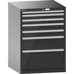 Schubladenschrank, mit Akkuladefunktion, BxTxH 717 x 725 x 1000 mm, 7 Schubladen, 2 x 230V, anthrazitgrau, CH LISTA