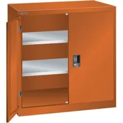 ESD-Flügeltürschrank, H 1000 mm, 2 Fachböden, BxT 1000 x 500 mm, orange LISTA
