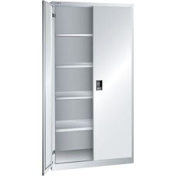 ESD-Flügeltürschrank, H 1950 mm, 4 Fachböden, BxT 1000 x 580 mm, lichtgrau LISTA
