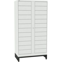E-Multicabinet Fächerschrank, Erweiterungsmodul, HxBxT 1970 x 1000 x 580 mm, 2 x 12 Fächer, lichtgrau LISTA