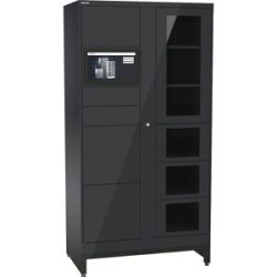 E-Multicabinet Fächerschrank, Basismodul, inkl. PC und Touchscreen, HxBxT 1970 x 1000 x 580 mm, 1 x 5/1 x 4 Fächer, anthrazitgrau, PIN LISTA