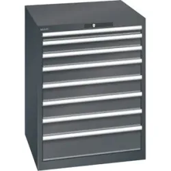 ESD-Schubladenschrank, BxTxH 717 x 725 x 850 mm, 8 Schubladen, Traglast 75 kg, anthrazitgrau LISTA