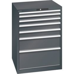 ESD-Schubladenschrank, BxTxH 717 x 725 x 1000 mm, 7 Schubladen, Traglast 75 kg, anthrazitgrau LISTA