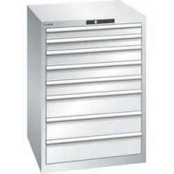 ESD-Schubladenschrank, BxTxH 717 x 725 x 1000 mm, 8 Schubladen, 75/100/150 mm, Traglast 75 kg, lichtgrau LISTA