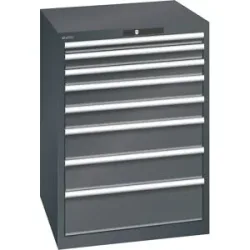ESD-Schubladenschrank, BxTxH 717 x 725 x 1000 mm, 8 Schubladen, 50/75/100/150/200 mm, Traglast 75 kg, anthrazitgrau LISTA