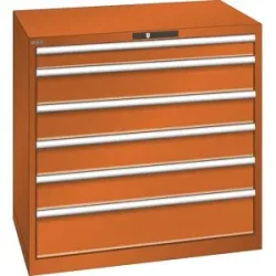 ESD-Schubladenschrank, BxTxH 1023 x 725 x 1000 mm, 6 Schubladen, Traglast 200 kg, orange LISTA