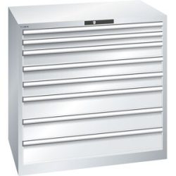 ESD-Schubladenschrank, BxTxH 1023 x 725 x 1000 mm, 8 Schubladen, Traglast 200 kg, lichtgrau LISTA