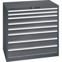 ESD-Schubladenschrank, BxTxH 1023 x 725 x 1000 mm, 8 Schubladen, Traglast 75 kg, anthrazitgrau LISTA
